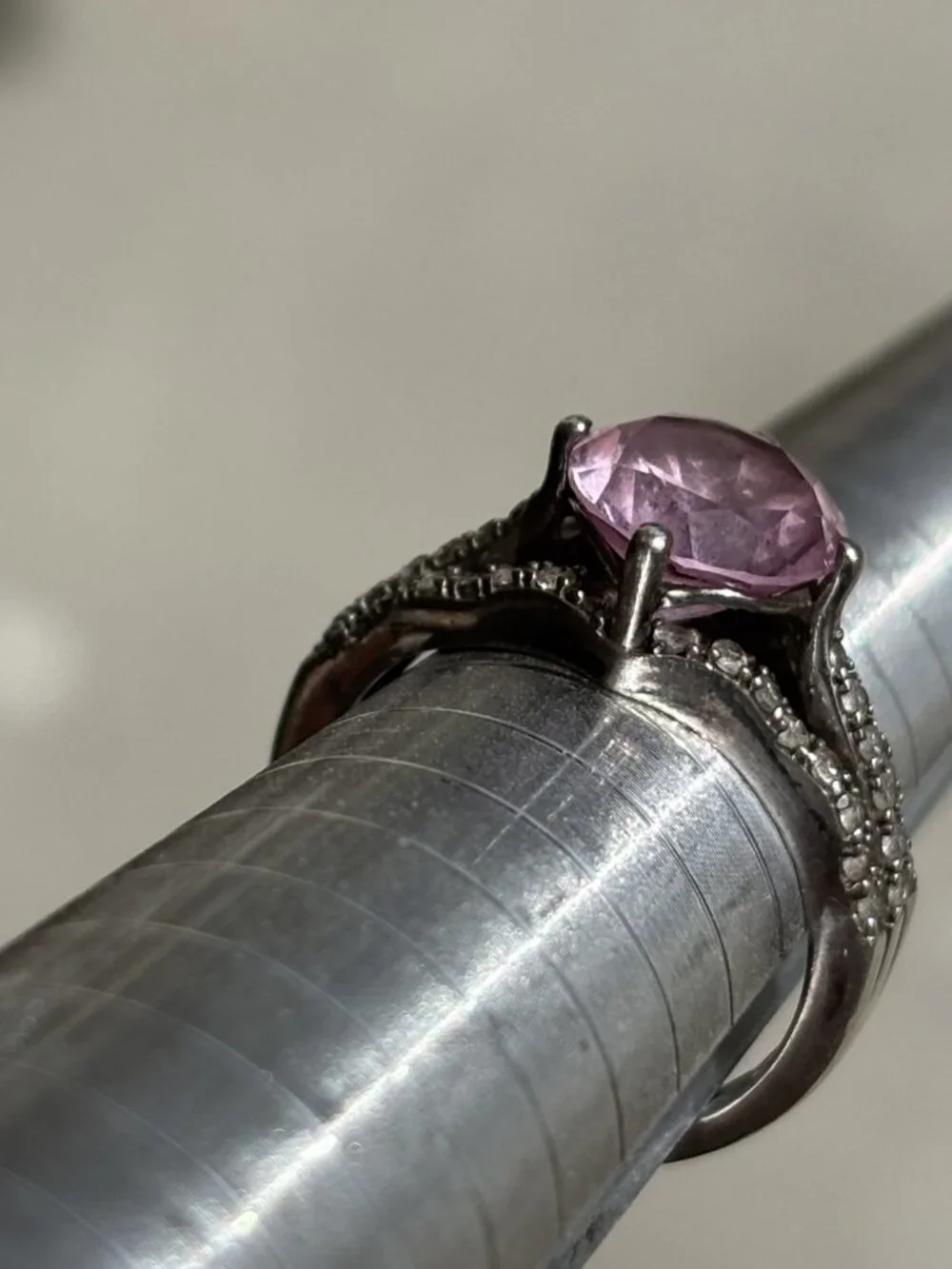 Sterling Silver 925 Pink Stone Ring Size 7 or 7.25